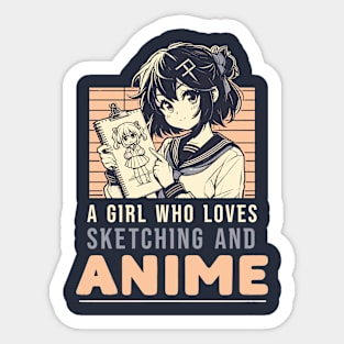 A Girl Who Loves Sketching And Anime Japanese Manga Drawing Sticker